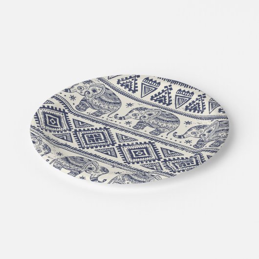 Ethnic Tribal Aztec Elephant Patroon Papieren Bordje (Gekanteld)