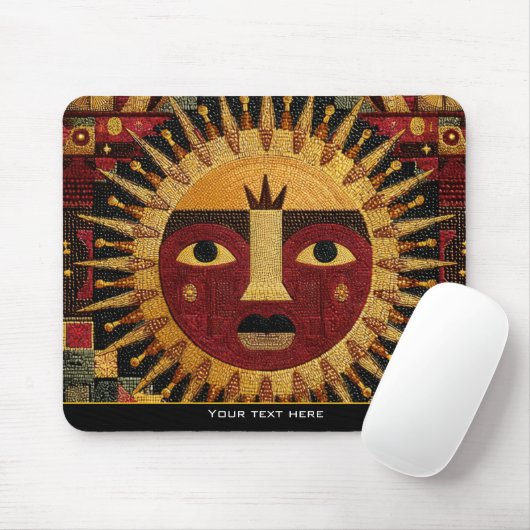 Ethnic Tribal Celestial Mandala Sun Face Mosaic Muismat (Met muis)