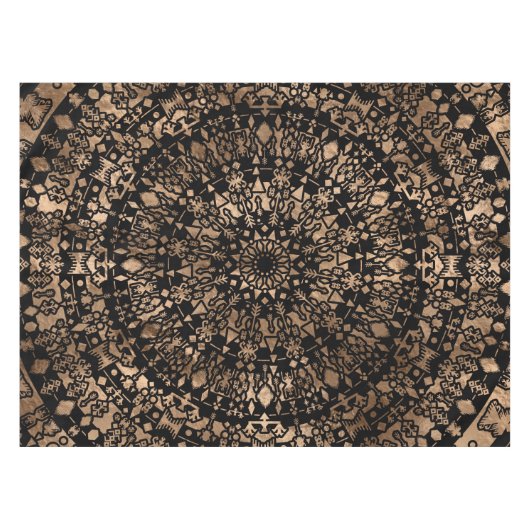 Ethnic Tribal Mandala Black en Gold Tafelkleed (Voorkant (Horizontaal))