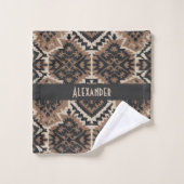 Ethnic Tribal Mudcloth Black & Tan Bad Handdoek (Wasdoekje)