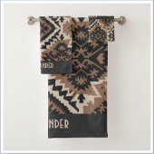 Ethnic Tribal Mudcloth Black & Tan Bad Handdoek