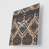 Ethnic Tribal Mudcloth Black & Tan Vierkante Klok (Hoek)