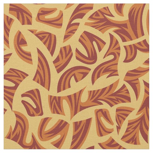 Ethnic Tribal Pattern Oranje Brown Beige Stof (Close Up)