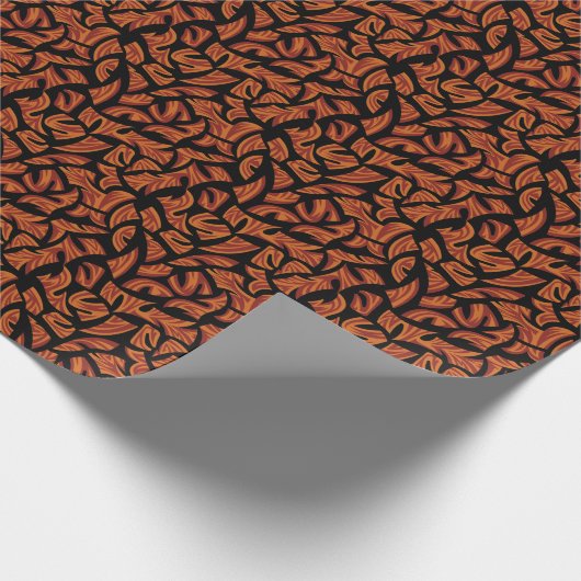 Ethnic Tribal Pattern Oranje Brown Black Cadeaupapier (Hoek)