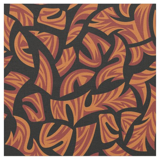 Ethnic Tribal Pattern Oranje Brown Black Stof (Close Up)