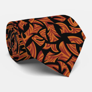 Ethnic Tribal Pattern Oranje Brown Black Stropdas