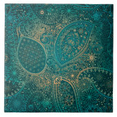 Ethnic turquoise Ceramic Tile Tegeltje (Voorkant)