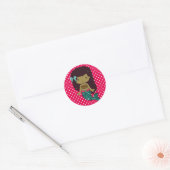 Ethnic Turquoise en Hot Pink Mermaid Ronde Sticker (Envelop)