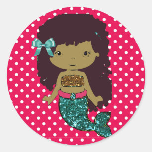 Ethnic Turquoise en Hot Pink Mermaid Ronde Sticker