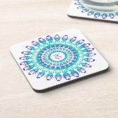 Ethnic Turquoise Mandala Bier Onderzetter (Linkerzijde)