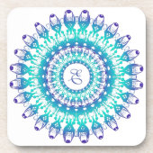 Ethnic Turquoise Mandala Bier Onderzetter (Voorkant)