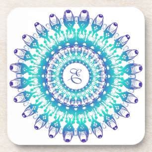 Ethnic Turquoise Mandala Bier Onderzetter