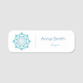 Ethnic Turquoise Mandala Naamplaatje (Voorkant)