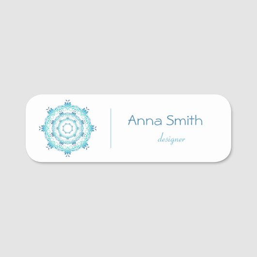 Ethnic Turquoise Mandala Naamplaatje (Voorkant)