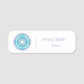 Ethnic Turquoise Mandala Naamplaatje (Voorkant)