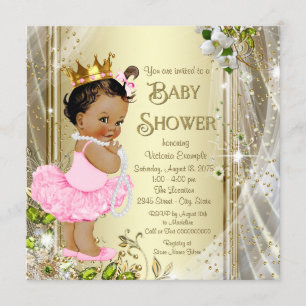 Ethnic Tutu Princess Pink Gold Baby shower Kaart