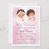Ethnic Twin Girls Pink Baby shower Uitnodiging (Voorkant)