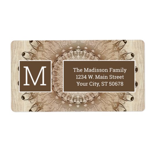 Ethnic Wooden Mandala Style Etiket (Voorkant)