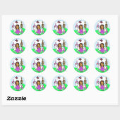 ethnisch prinses en onicorn Castle Ronde Sticker (Vel)