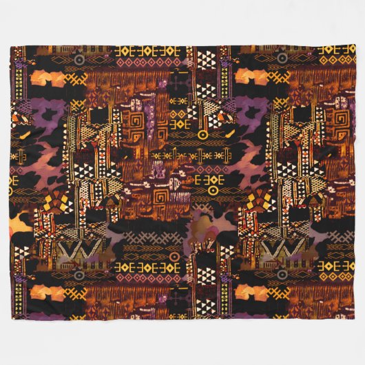 Ethno-jazz Fleece Deken, Groot (Voorkant (Horizontaal))