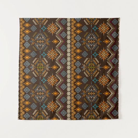 Ethno naadloos patroon. Etnisch boho-siermiddel. T Wandkleed (Voorkant (horizontaal))