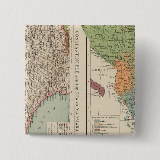 Ethnog Balkanschiereiland, Constantinopel Vierkante Button 5,1 Cm (Voorkant)