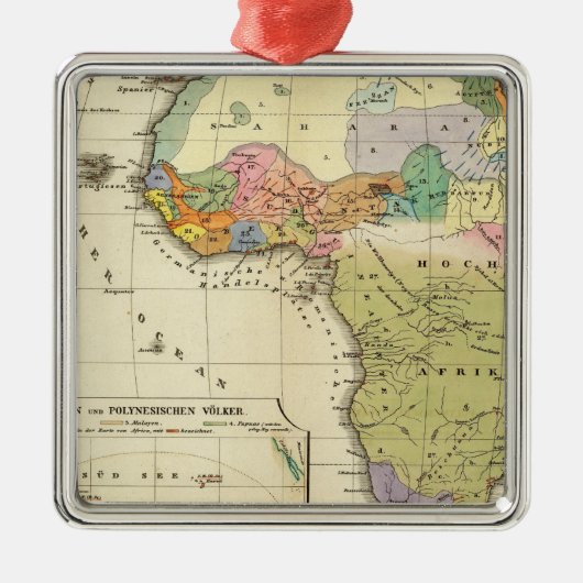 Ethnografische kaart van Afrika Metalen Ornament (Voorkant)