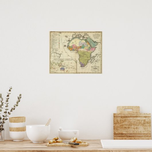 Ethnografische kaart van Afrika Poster (Keuken)