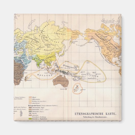 Ethnografische kaart van de wereld magneet (Voorkant)