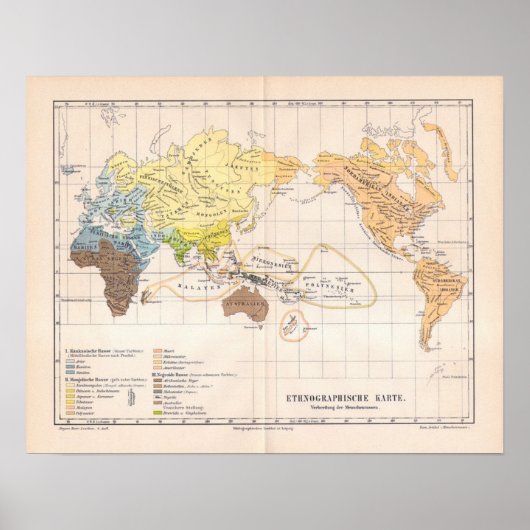 Ethnografische kaart van de wereld poster (Voorkant)