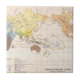 Ethnografische kaart van de wereld tegeltje