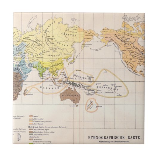 Ethnografische kaart van de wereld tegeltje (Voorkant)