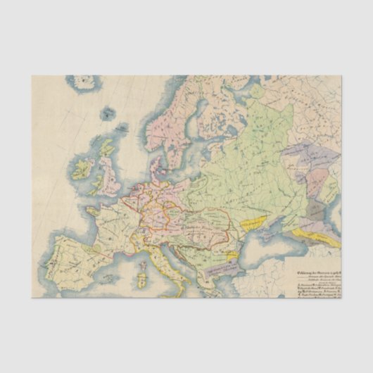 Ethnografische kaart van Europa Tissuepapier (Voorkant)