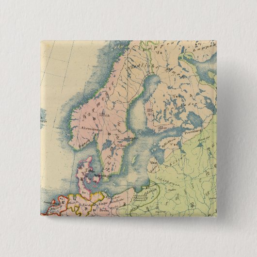Ethnografische kaart van Europa Vierkante Button 5,1 Cm (Voorkant)