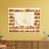 Ethnografische kaart van Mexico Canvas Afdruk (Insitu (Woonkamer))