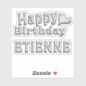 Etienne Happy Birthday silver Aufkleber Sticker (Vel)