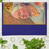 Etiket 1930-vruchten Victoria-sinaasappels Theedoek (Gevouwen)