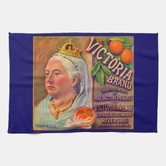 Etiket 1930-vruchten Victoria-sinaasappels Theedoek (Horizontaal)