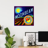 Etiket 1940 op fruitkratten Moonbeam citrus Poster (Thuiskantoor)