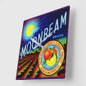 Etiket 1940 op fruitkratten Moonbeam citrus Vierkante Klok (Hoek)