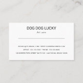 Etiket aangezicht hond visitekaartje (Achterkant)