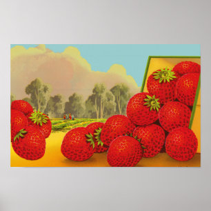 etiket aardbei afdrukken poster