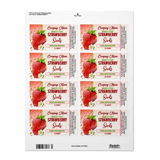 Etiket aardbeizaad (Full Sheet)