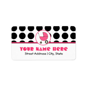 Etiket adres baby shower - Polka Dot and Pink