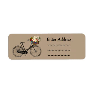 Etiket adres fietbloem Zelfklever