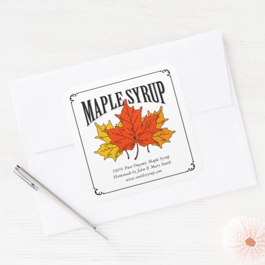 Etiket ahornstroop. (Envelop)