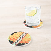 Etiket anananas-Vintage-vruchtensoort Zandsteen Onderzetter (Zijkant)