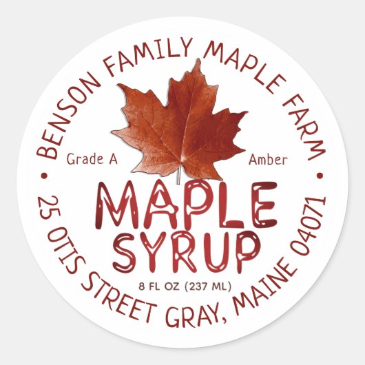 Etiket apeltje met rode suikermaple lebster (Voorkant)