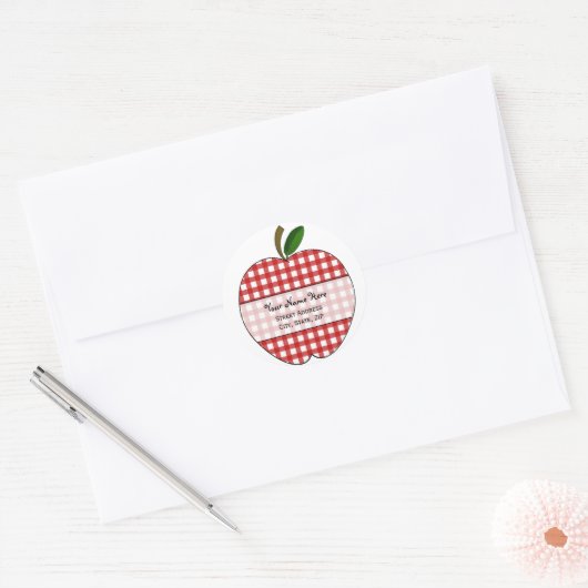 Etiket appeladres - Red Gingham (Envelop)