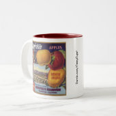Etiket appelappels tweekleurige koffiemok (Voorkant links)